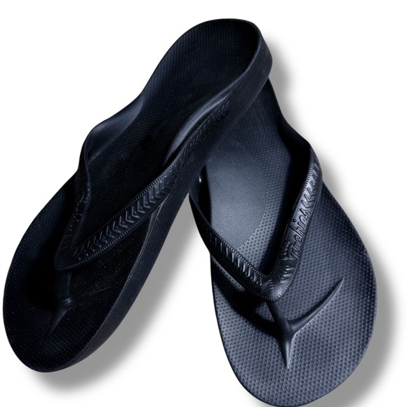 NWOT Archies Mens US 8 Womens US 9 Flip Flops Thongs Black Comfort Orthotic - Picture 1 of 11